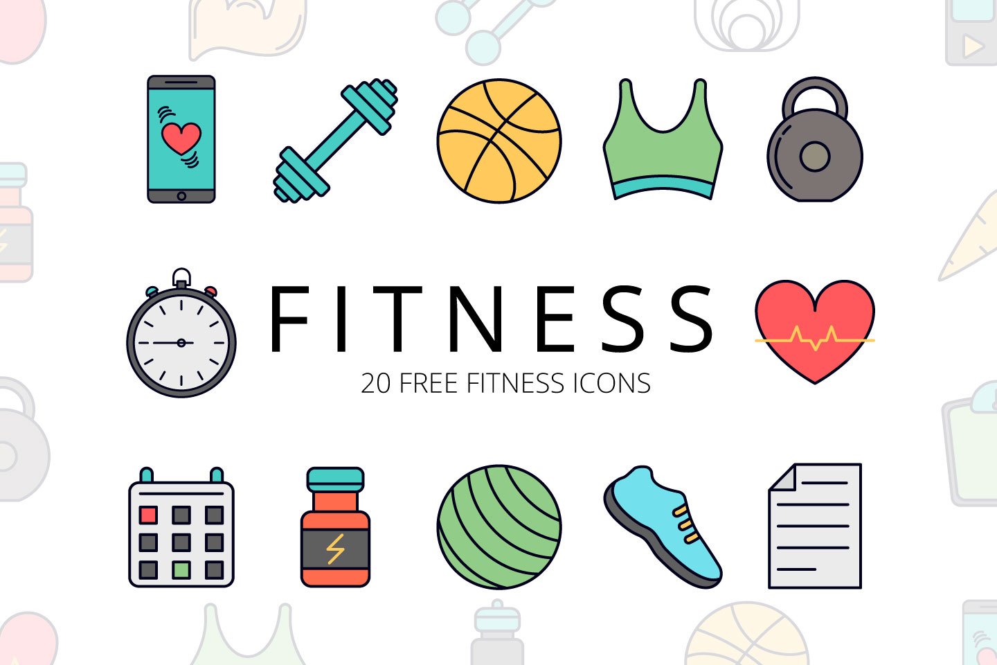 1440x960 Fitness Vector Free Icon Set