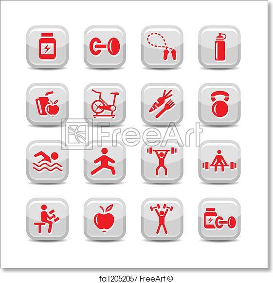 561x581 Free Art Print Of Bodybuilding And Fitness Icons Set. Vector