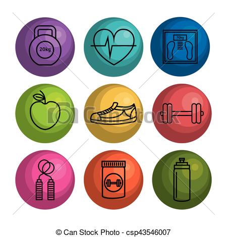 450x470 Set Fitness Equipment Icon Vector Illustration Design.
