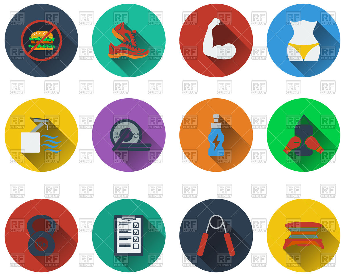1200x960 Set Of Fitness Icons In Flat Design Vector Image Vector Artwork