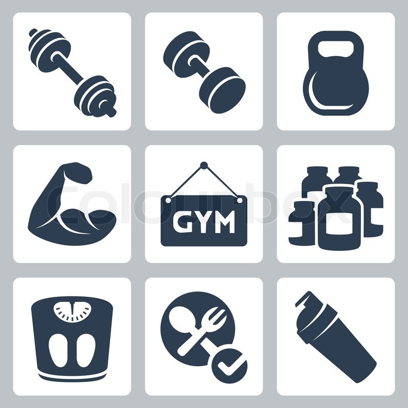 800x800 Vector Isolated Bodybuildingfitness Icons Set Stock Vector