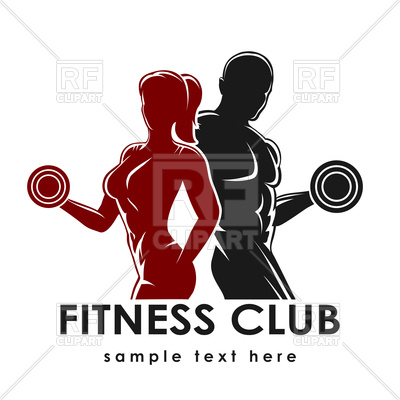 400x400 Fitness Club Emblem With Strong Woman And Man Vector Image