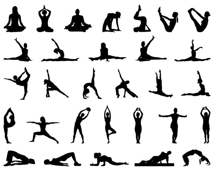 700x560 Silhouettes Of Yoga And Fitness, Vector Wall Mural We