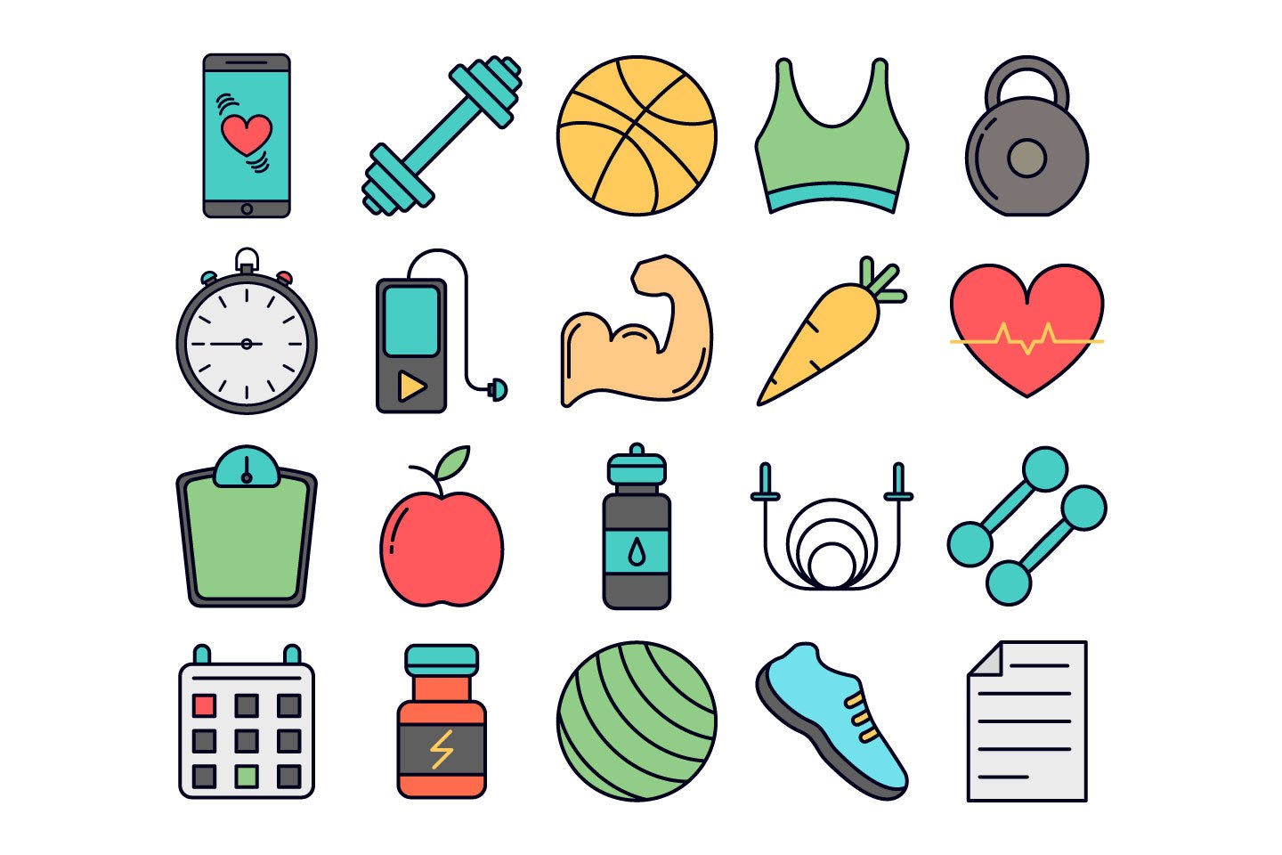 1440x960 Fitness Vector Free Icon Set