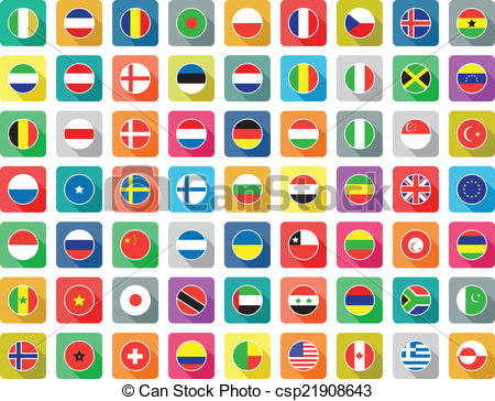 450x364 Large Set Of Colourful Flat World Flag Icons.