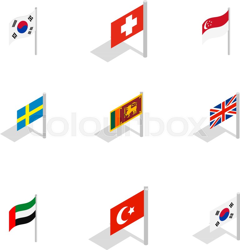 769x800 Country Flag Icon Set. Isometric Set Of Country Flag Vector Icons