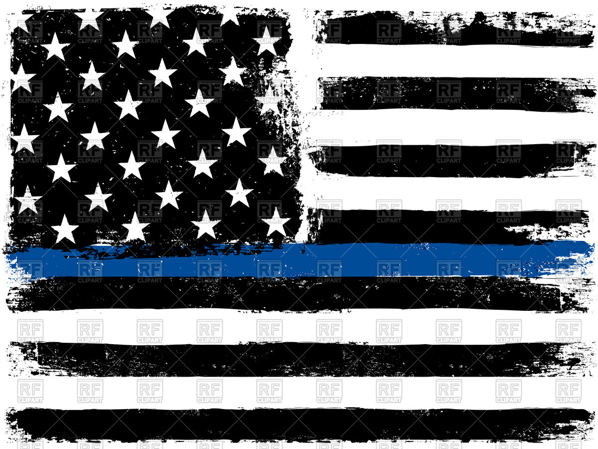 1200x900 American Flag With Thin Blue Line Vector Image Vector Artwork Of