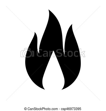 450x470 Fire Flame Icon, Black Icon Isolated On White Background Eps