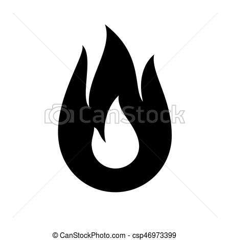 450x470 Fire Flame Icon, Black Icon Isolated On White Background.