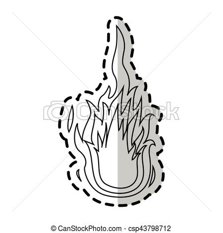 450x470 Fire Flame Icon Over White Background. Vector Illustration.