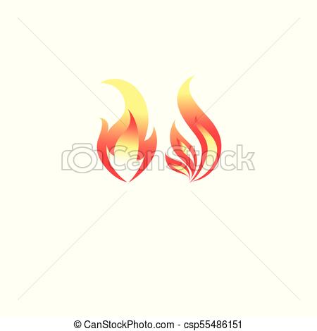 450x470 Fire Flame Icon Vector Template. Hot Red Orange Fire Flame For