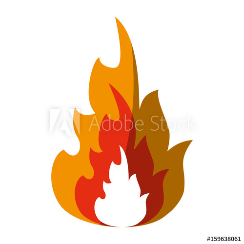 500x500 Hot Fire Flame Icon Vector Illustration Design Graphic Shadow