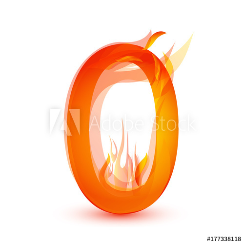 500x500 Number 0 In Fire Flame Icon Vector