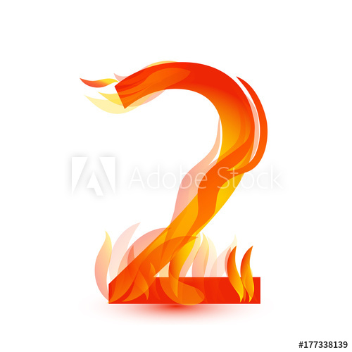 500x500 Number 2 In Fire Flame Icon Vector
