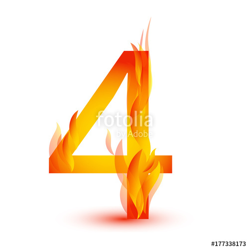 500x500 Number 4 In Fire Flame Icon Vector Stock Image And Royalty Free