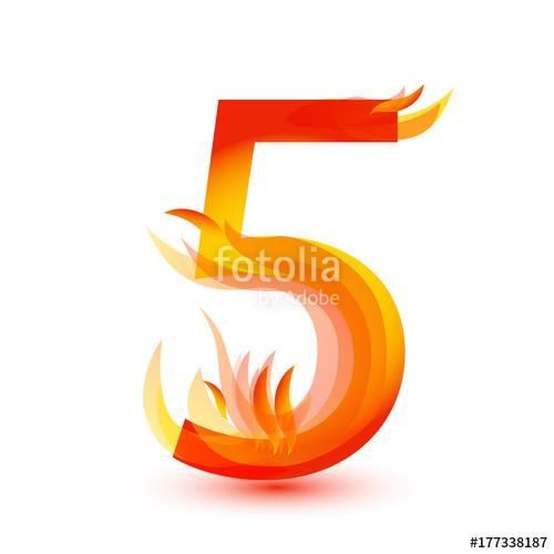 500x500 Number 5 In Fire Flame Icon Vector Stock Image And Royalty Free