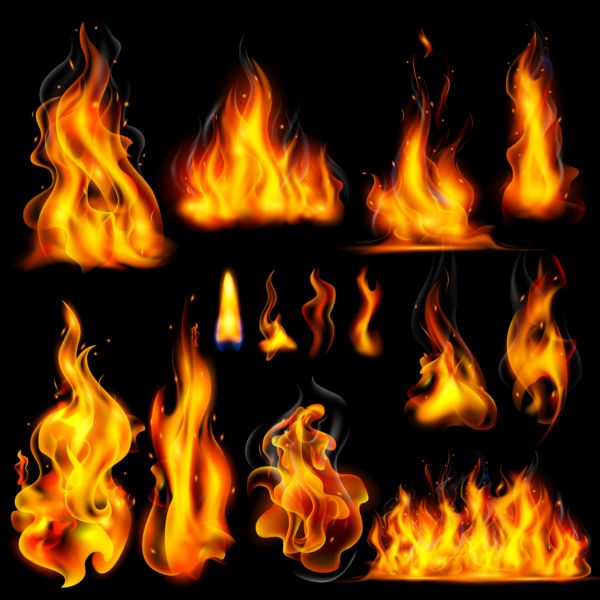 600x600 Different Fire Flames Vector Set Free Download