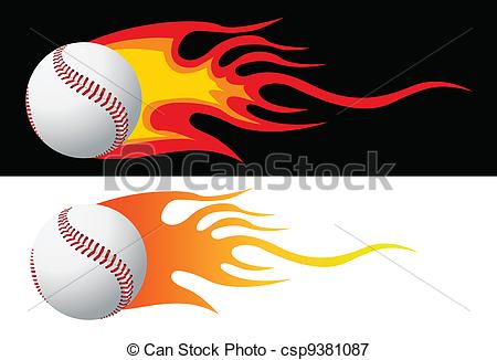 450x326 Baseball With Flames Vector.