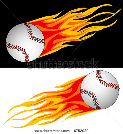 432x470 Flaming Baseball Clipart