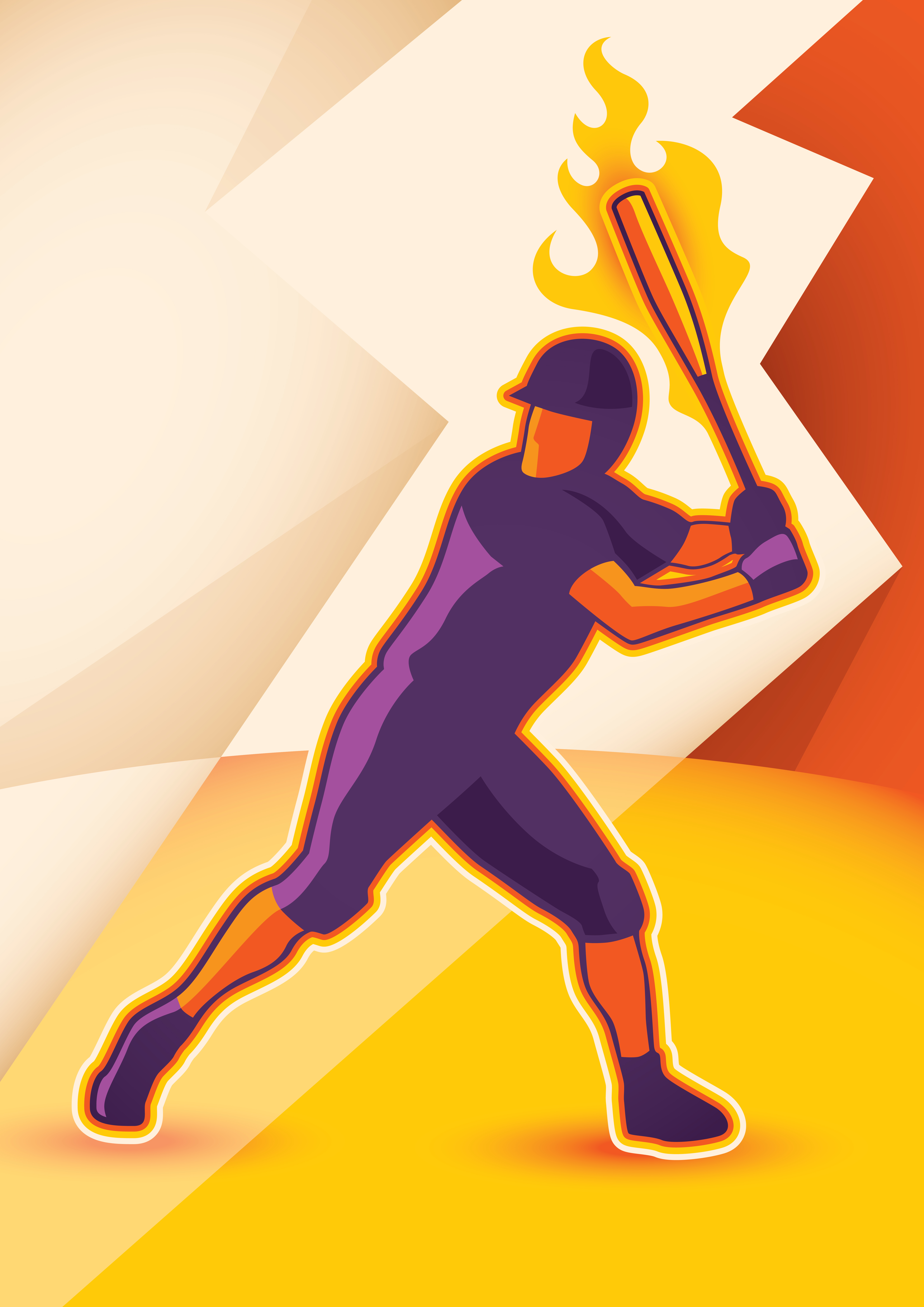 5833x8250 Flaming Baseball Free Vector Art
