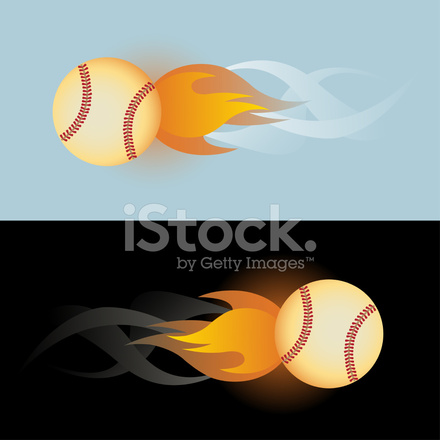 440x440 Flaming Baseball Stock Vector