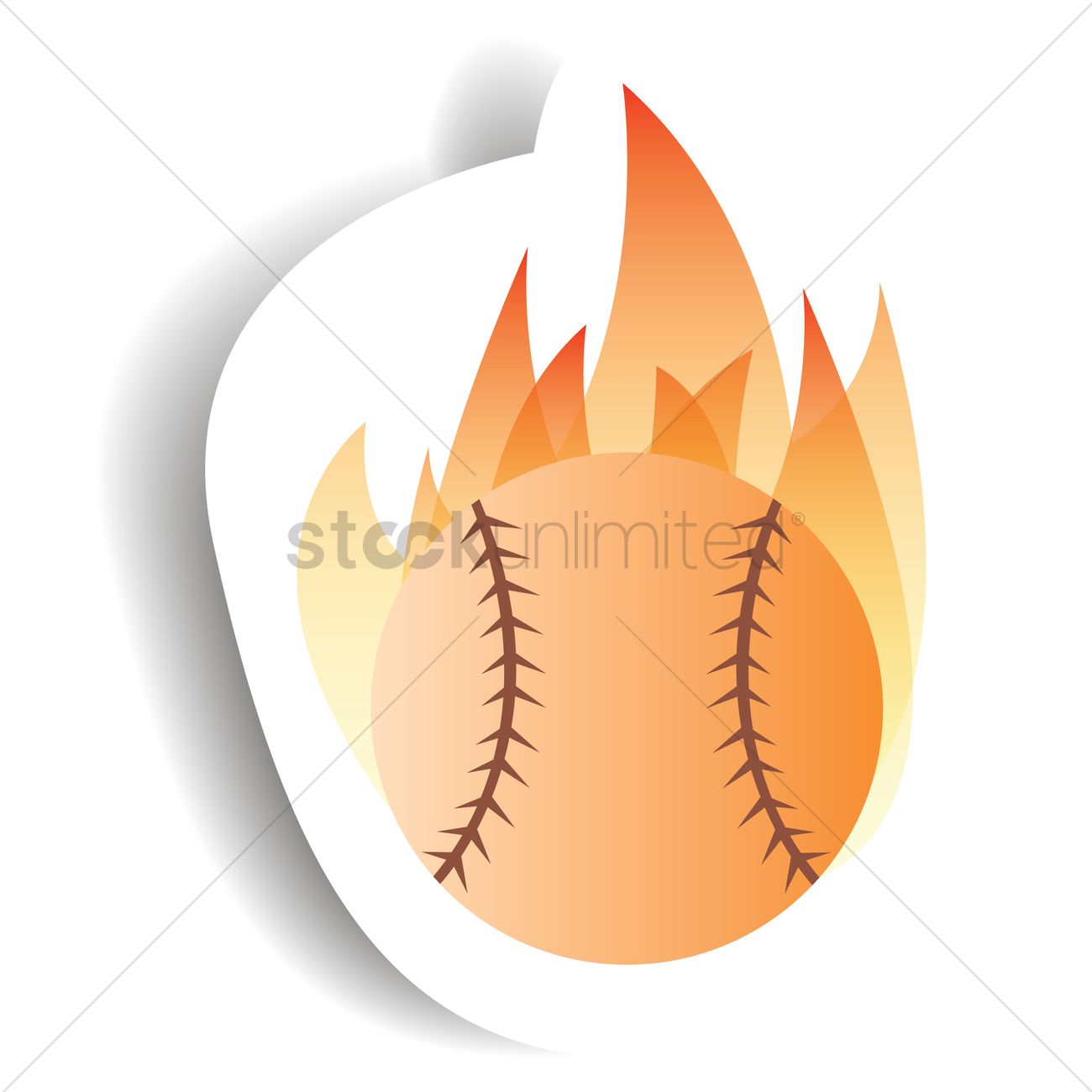 1300x1300 Flaming Baseball Vector Image