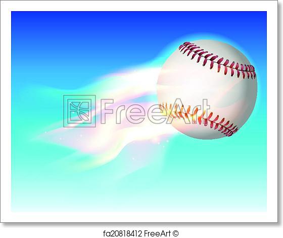 560x470 Free Art Print Of Flaming Baseball In The Sky Illustration. An