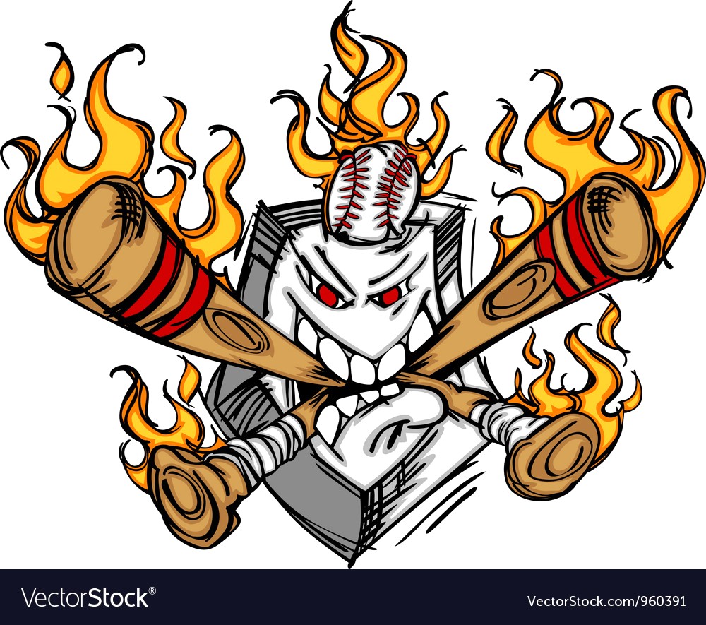 1000x885 Softball Baseball Plate And Bats Flaming Cartoon Vector 960391 12