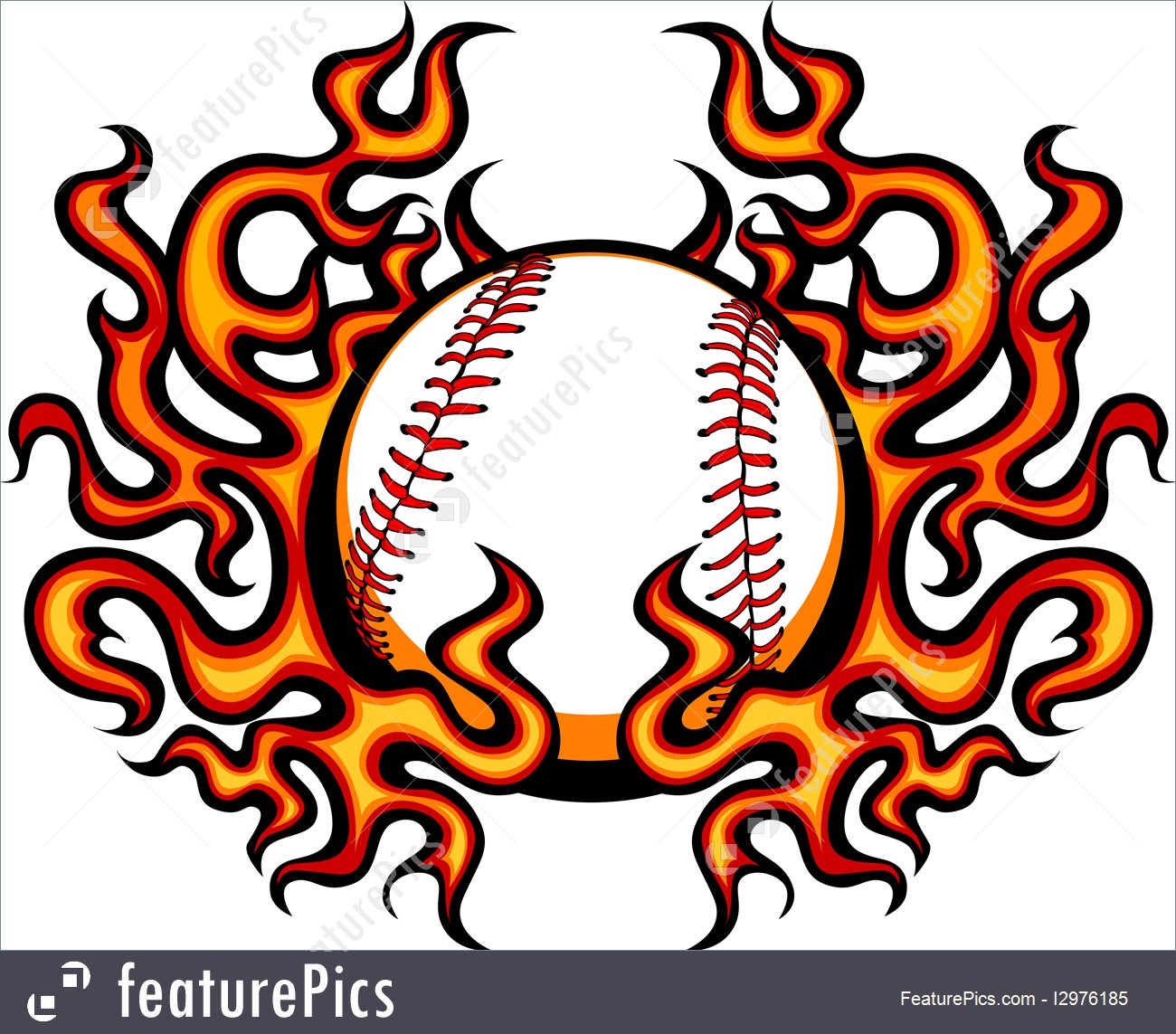 1300x1143 Baseball Template With Flames Vector Image I2976185
