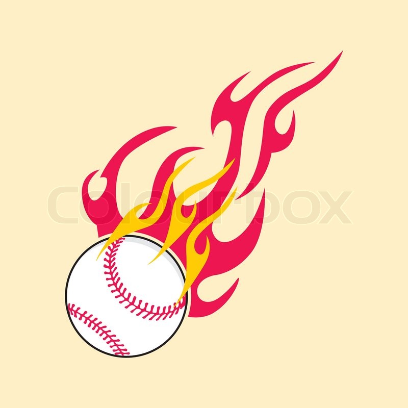 800x800 Baseball With Flame On Tribal Design Stock Vector Colourbox