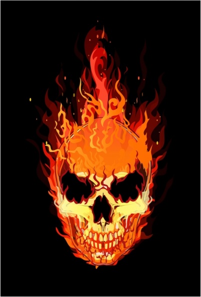 402x592 Flaming Skull Free Vector In Adobe Illustrator Ai ( .ai