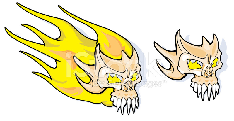 799x415 Flaming Skull Stock Vector