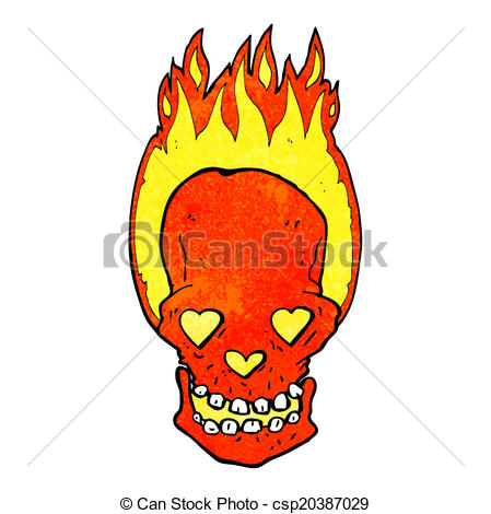449x470 Cartoon Flaming Skull With Love Heart Eyes.