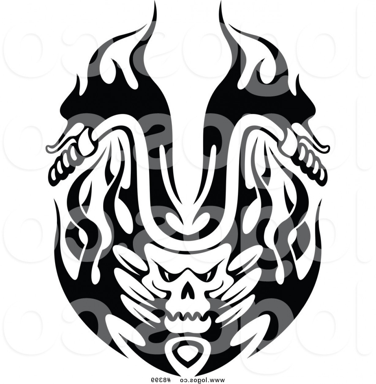 1228x1252 Royalty Free Clip Art Vector Black And White Flaming Skull