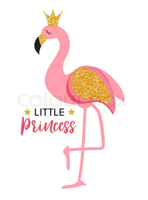 591x800 Cute Little Princess Abstract Background With Pink Flamingo Vector