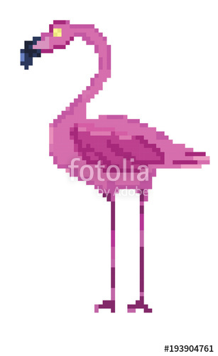 307x500 Pixel Art Bird Flamingo . Vector Illustration Stock Image And