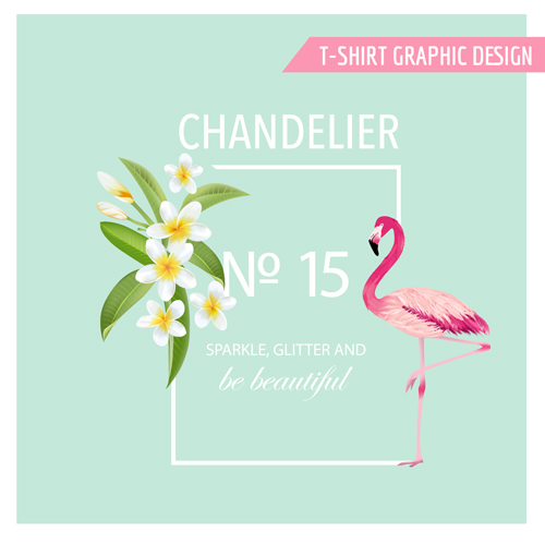 500x499 White Flower Background With Flamingo Vector 02 Free Download