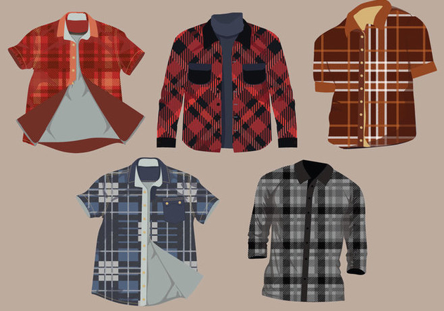 632x443 Flannel Pattern Shirt Vector Pack Free Vector Download 427483