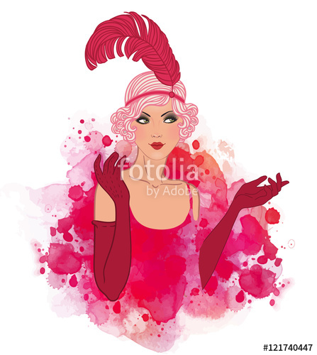 447x500 Flapper Girl Retro Party Invitation Design. Stock Image And