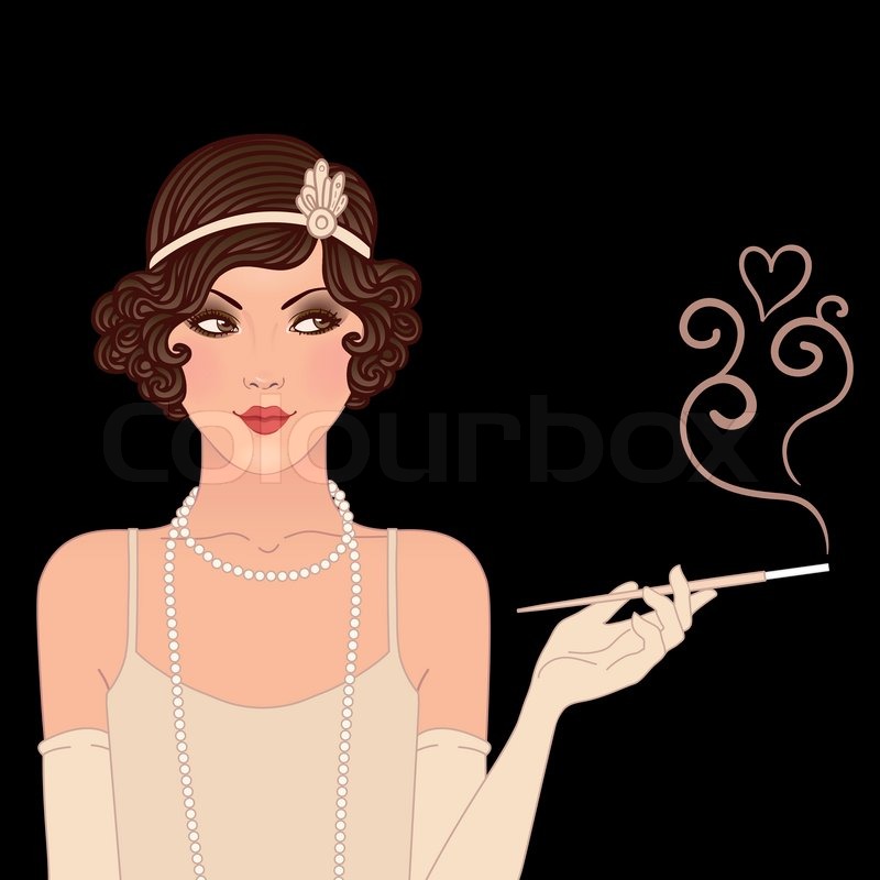 800x800 Flapper Girls Set Young Beautiful Woman Of 1920s. Vintage Style