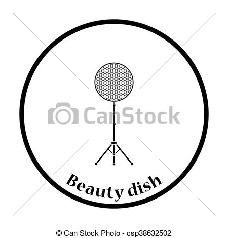 450x470 Icon Of Beauty Dish Flash. Thin Circle Design. Vector Illustration.