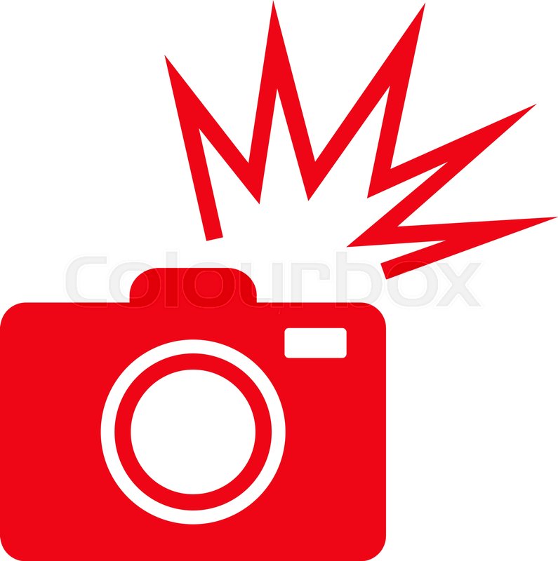795x800 Camera Flash Flat Icon. Vector Red Symbol. Pictogram Is Isolated
