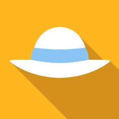 235x235 Flat Style With Long Shadows, Captain Cap Vector Icon Illustration