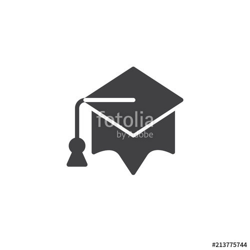 500x500 Graduation Cap Vector Icon. Filled Flat Sign For Mobile Concept