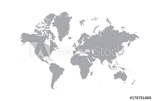 500x329 Blank Grey World Map Isolated On White Background. Popular World