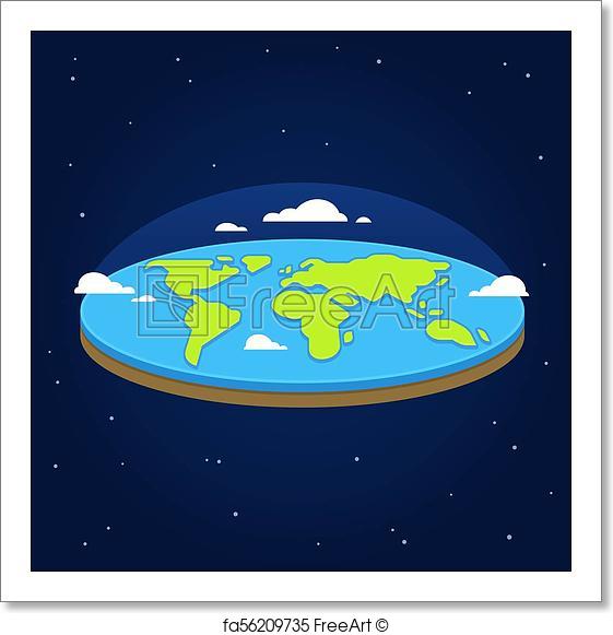 561x581 Free Art Print Of Flat Earth In Space. Flat Earth In Space