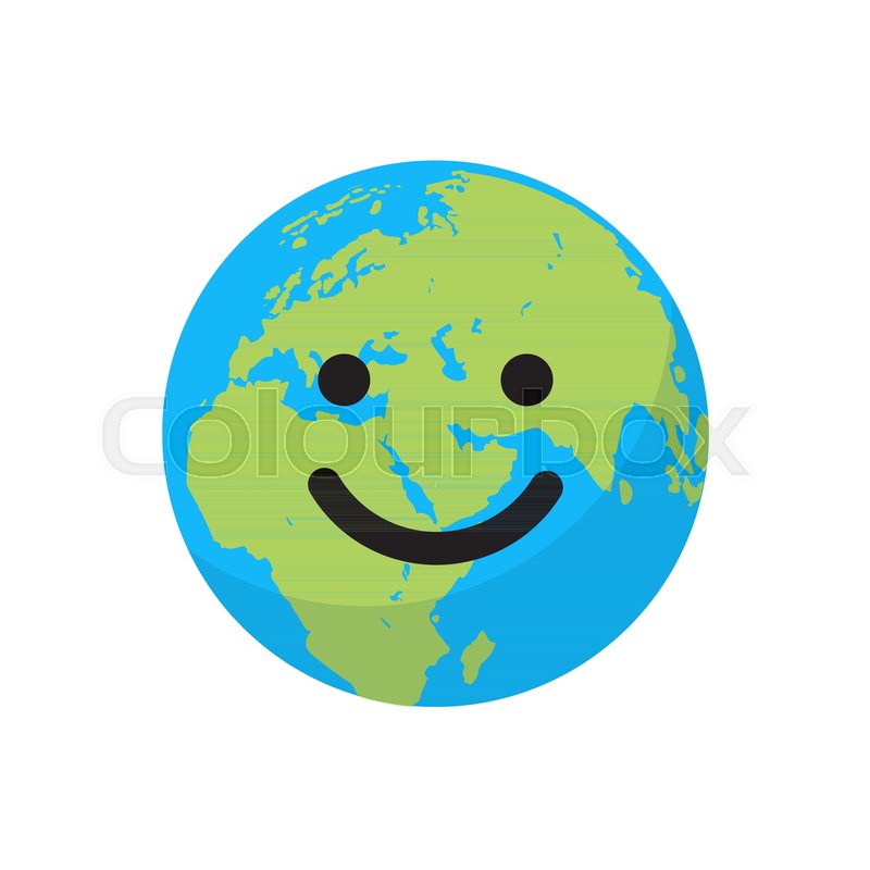 800x800 Smiling Cartoon Flat Globe. Save The Planet Concept. Happy Earth