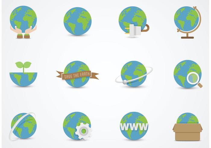 700x490 Earth Globe Vector Flat Icons