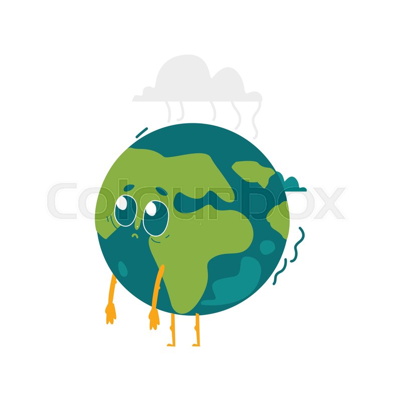 800x800 Vector Cartoon Flat Globe Sad, Upset Humanized Character With Eyes