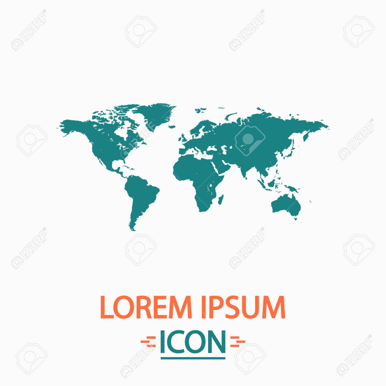 1300x1300 World Map Flat Icon On White Background Simple Vector Illustration